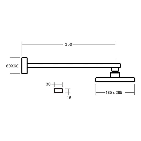 ALDER ECO Rain Shower Rectangular 350mm Wall Arm Rectangular - Image 3