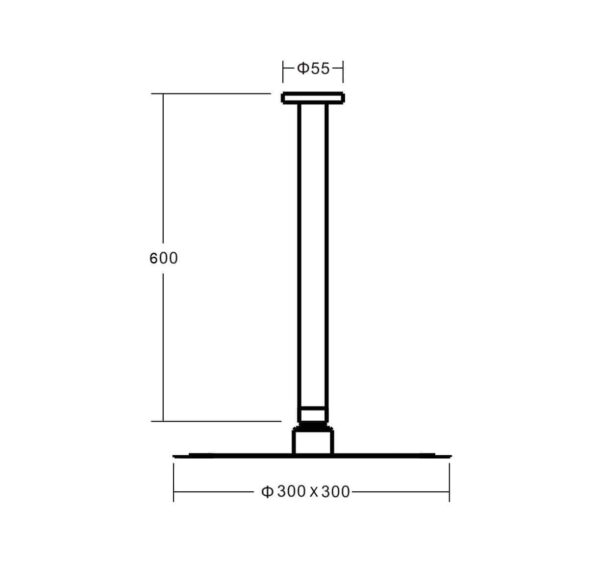 LYNX Rain Shower Round 300 Ceiling Arm 600mm - Image 2