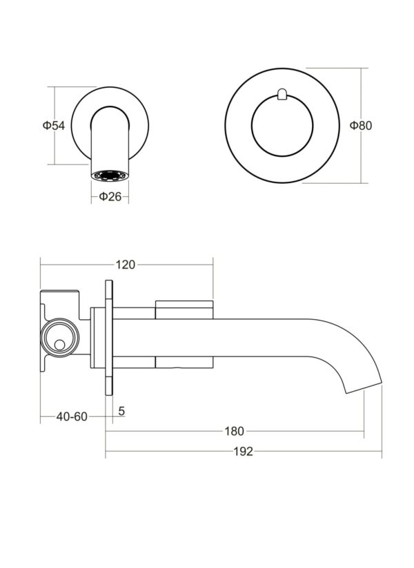 SOL2 Wall Basin/Bath Mixer Set 180mm - Image 2
