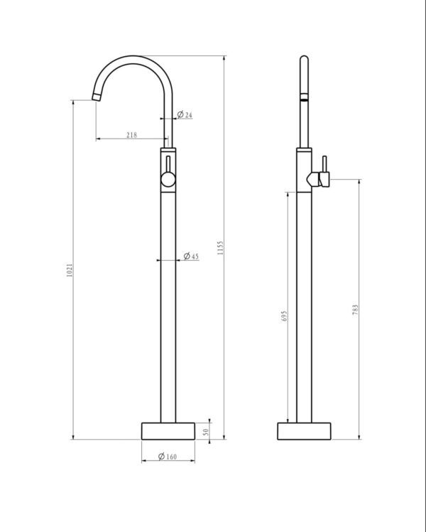 AQ Floor Mounted Spout with Integrated Lever - Image 2
